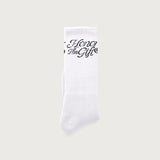HTG® Script Sock - White