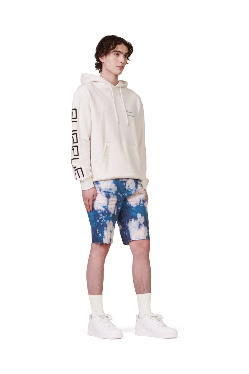 Blue Dyed Layered Bleach P020 Mid Rise Short