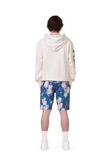 Blue Dyed Layered Bleach P020 Mid Rise Short